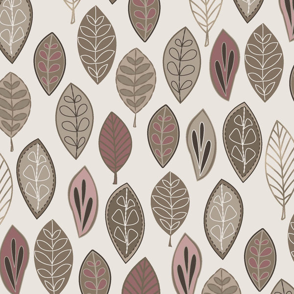 Neutral Ground Floating Leaves Fabric MAS8311-P @ $9.00 / yard
