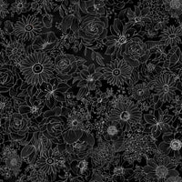 Romance - Silver Metallic - Floral - Oasis Fabrics - OA 6014502 @ $9.00 / yard