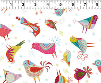 Summer Sampler Stitch Birds White Y2989-1 @ $9.00 / yard